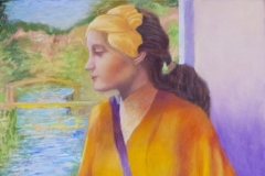 George Harth,  Woman at the Garden Window, pastel
