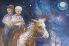 Shannon Casey,Space Cowboys,, Oil and Collage