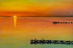 Nancy Rowe Trube, Sunset Fishing, Oil